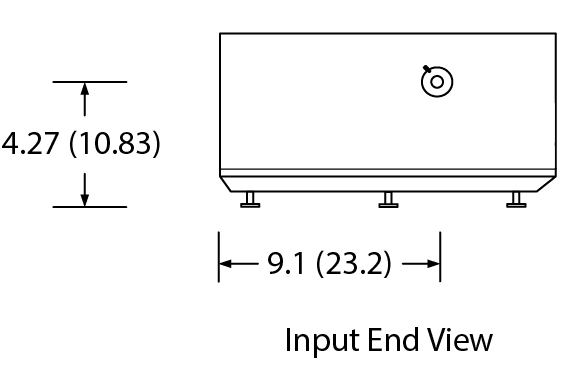 Dimensions de la vue d'extrémité de l'Inspire Input : 9,1 x 4,27 pouces (23,2 x 10,83 cm)