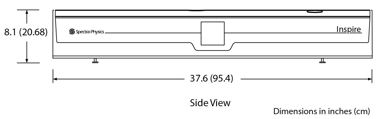 Dimensions de l'Inspire vue de côté, longueur 37,6 pouces (95,4 cm)
