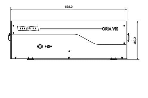 Dessin coté de la vue latérale d'ORIA VIS, longueur 568 mm